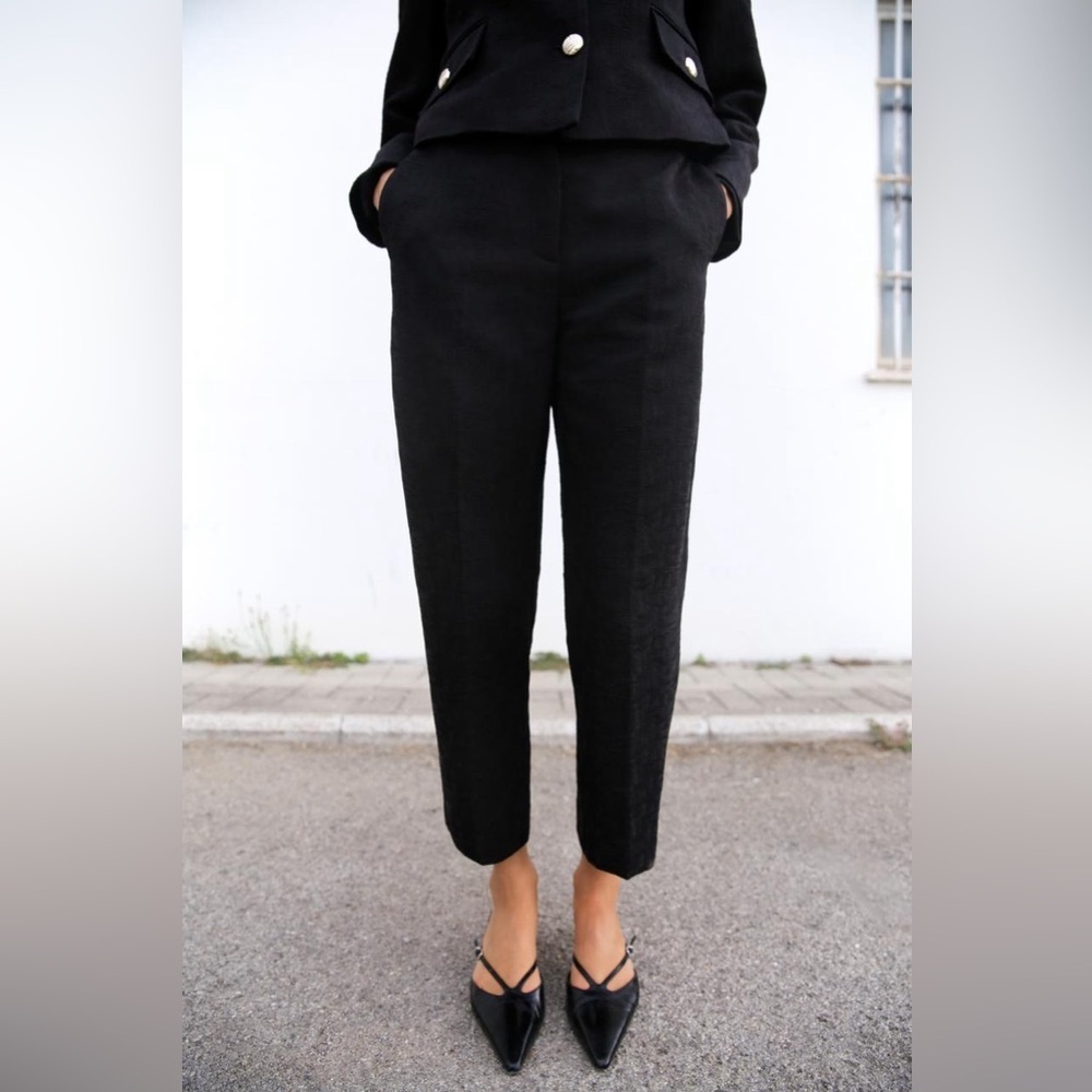 Zara Women’s Tailored Black Pleated Ankle Dress Pants In Size 4